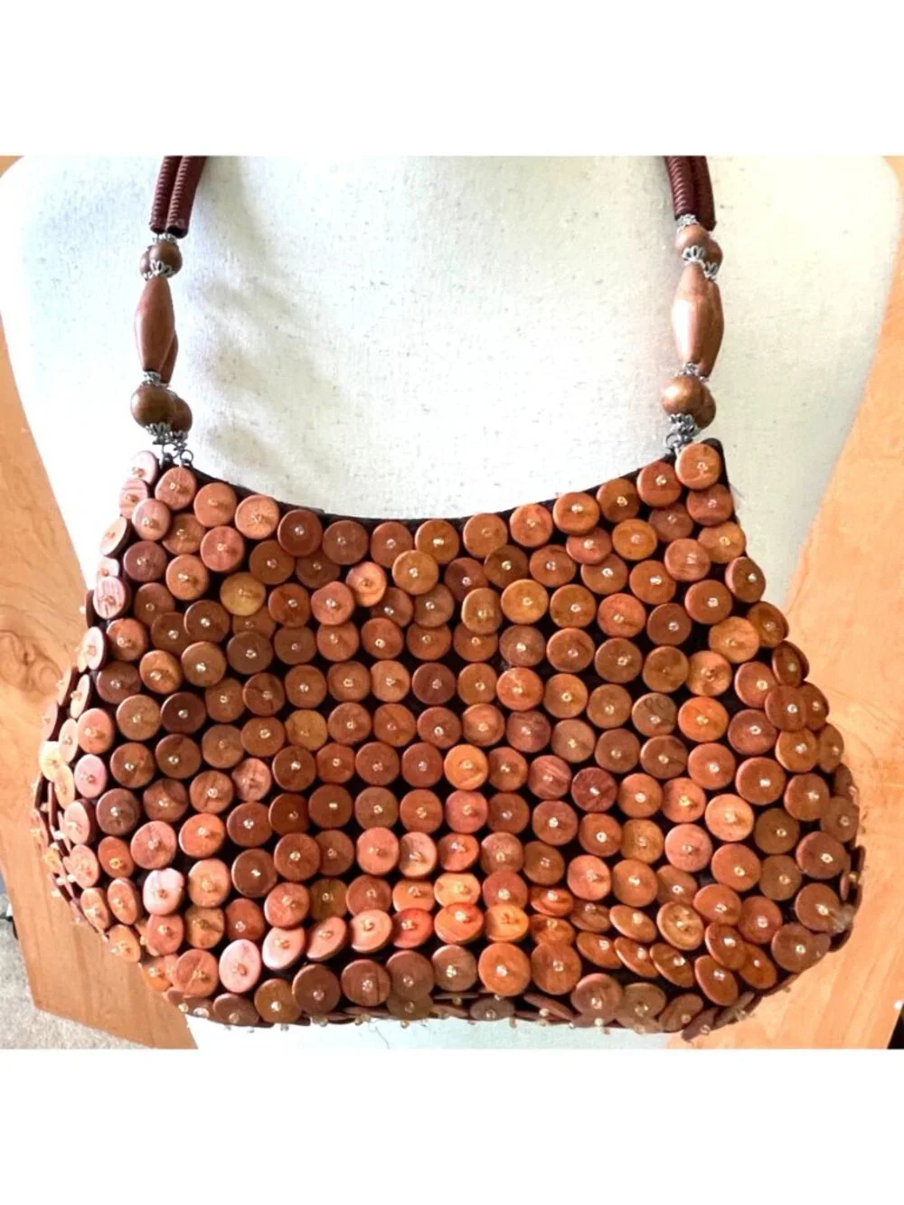 Nicole Lee Collection Beaded Shell and Button Vintage Shoulder Purse Handbag